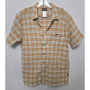Patagonia Men's Yellow M's Just‎ Plaid Shirt Sz M Organic Cotton Hiking
